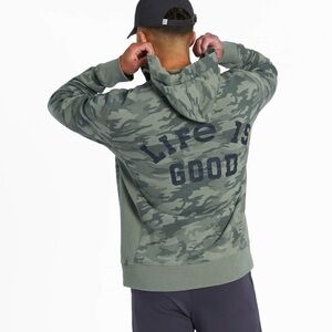 Life is Good Men's Green Camo Hoodie. Size large.